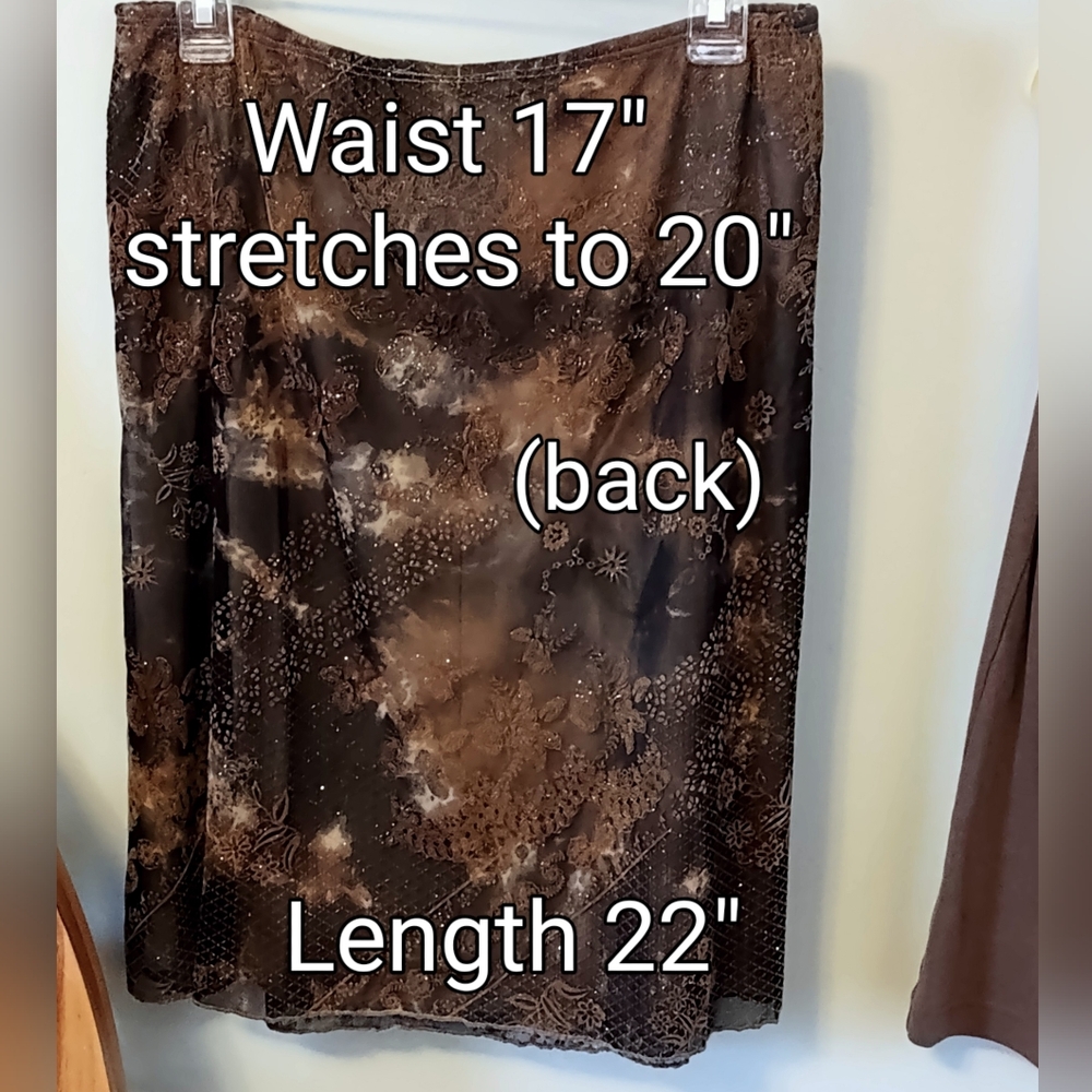 2-pcs Mocha Brown Sparkly Skirt & Free Coordinating Top Combo - Picture 9 of 15